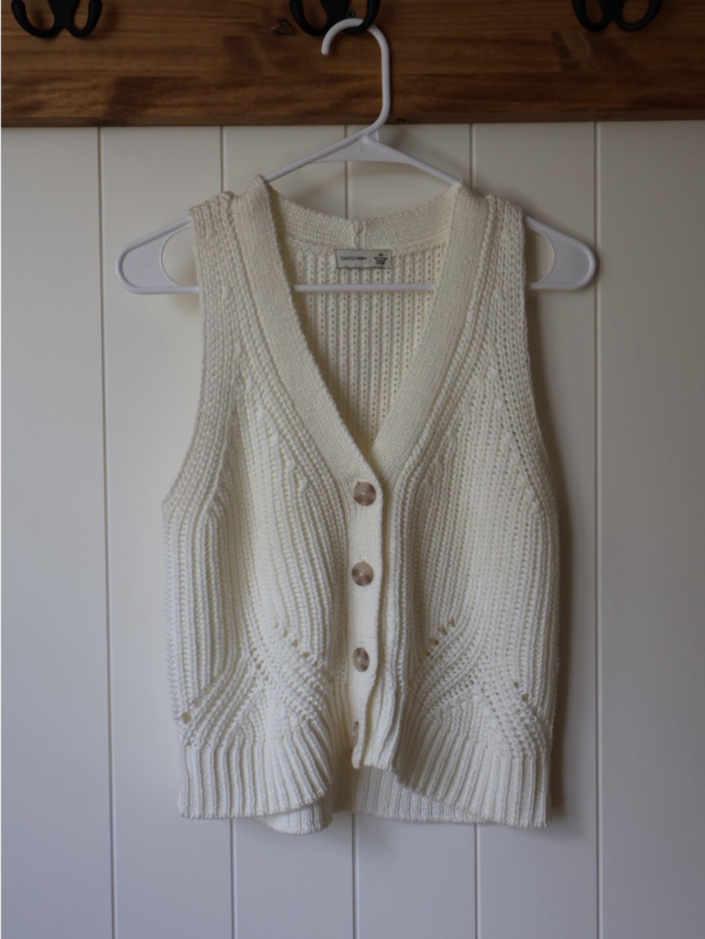 Gentle Fawn Knit Button-Up Vest Tank White XS EUC
